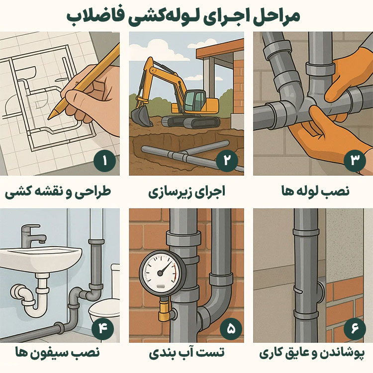 مراحل اجرای لوله کشی فاضلاب