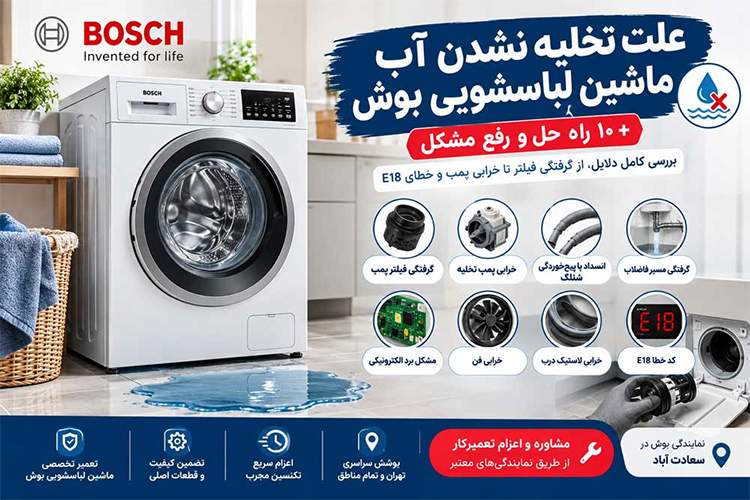 علت تخلیه نشدن آب ماشین لباسشویی بوش
